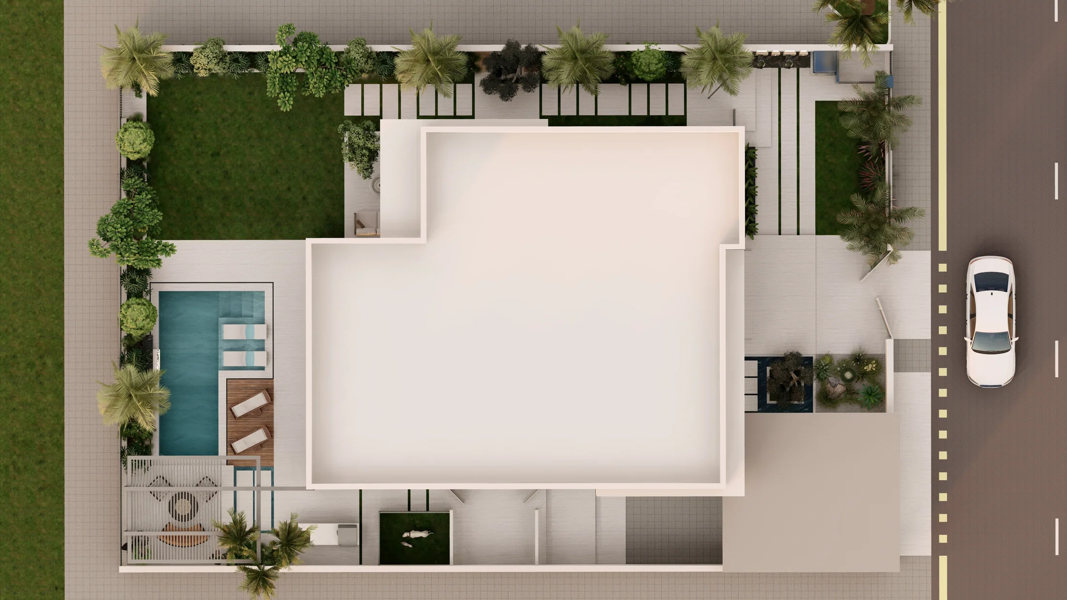 Contemporary Villa Grounds & Pool Deck